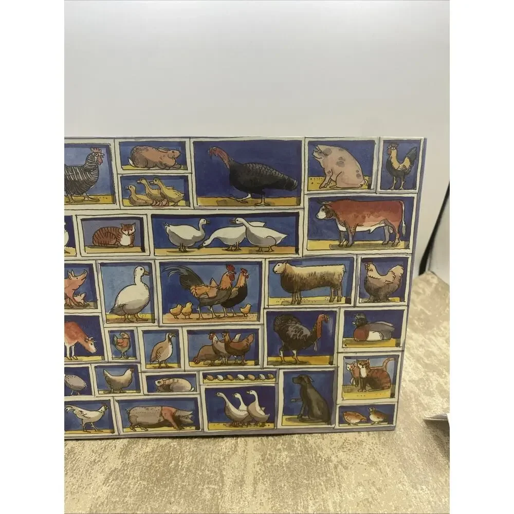 Cardboard Recipe Box With Farm Animal Theme 11.25”X 7.5”X 2.25”